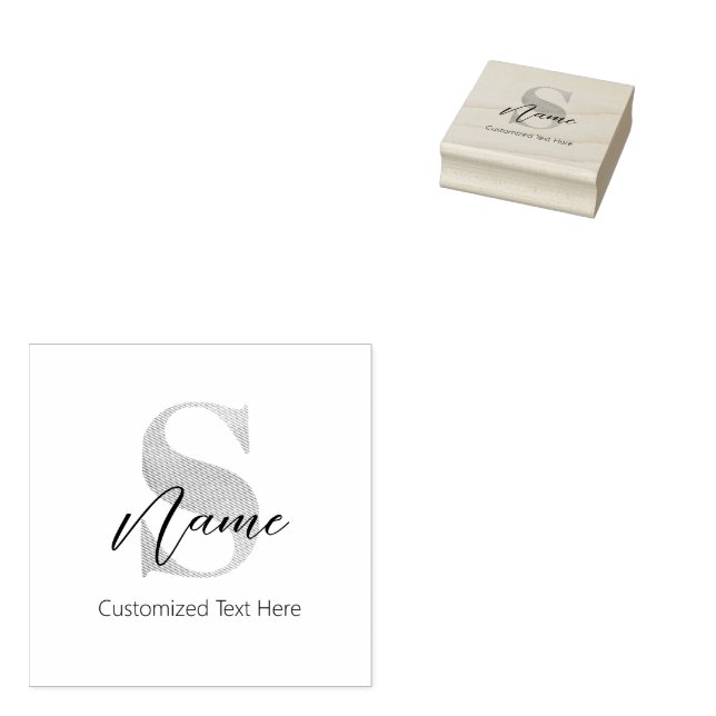 Tampons Encreurs Moderne Monogramme Initiale S & Nom Personnalisé (Tamponné)