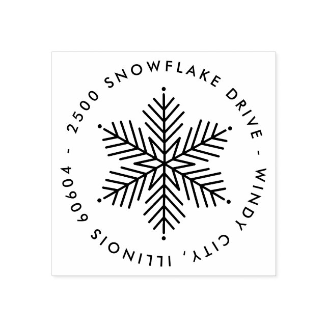 Tampons Encreurs Moderne ronde hiver Snowflake Adresse de vacances (Impression)