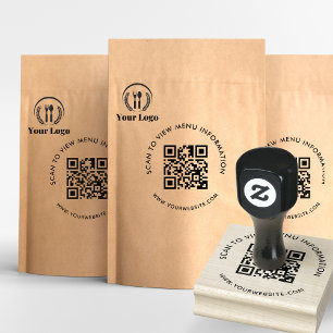 Tampons Encreurs Moderne Scannable QR Code Simple Business Menu
