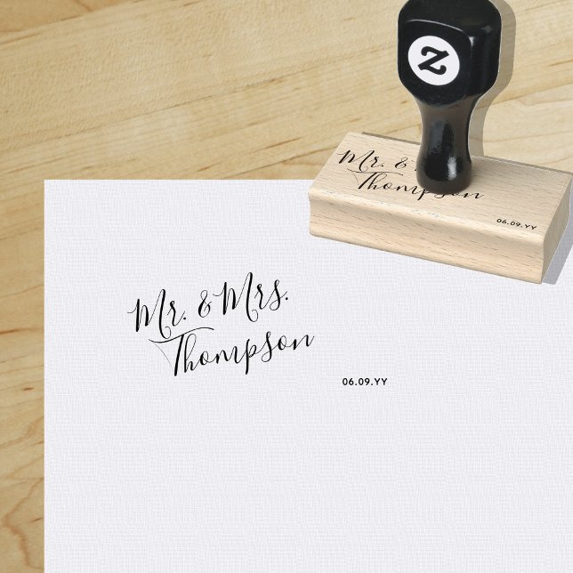 Tampons Encreurs Moderne | Simple Élégance | Date de mariage ("Everyday is abundantly beautiful." 
Sincerely Best Wishes from Lucky Design World)