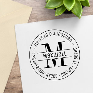 Tampons Encreurs Monogram Couple Family Round Adresse 2