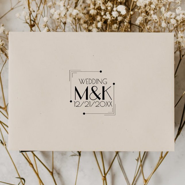 Tampons Encreurs Monogramme Art déco 1920 Mariage en caoutchouc (Créateur téléchargé)