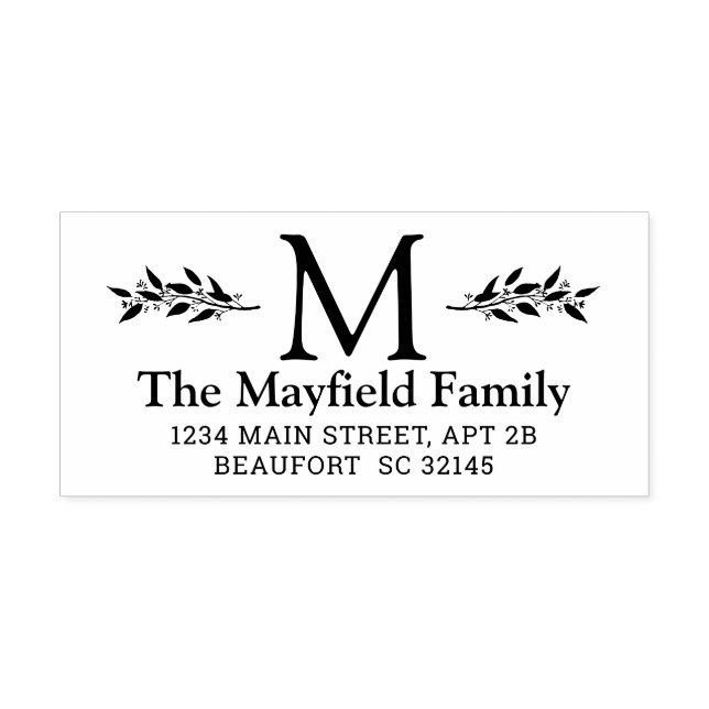 Tampons Encreurs Monogramme botanique Adresse de retour initiale (Impression)