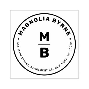 Tampons Encreurs Monogramme circulaire Adresse Timbre en caoutchouc