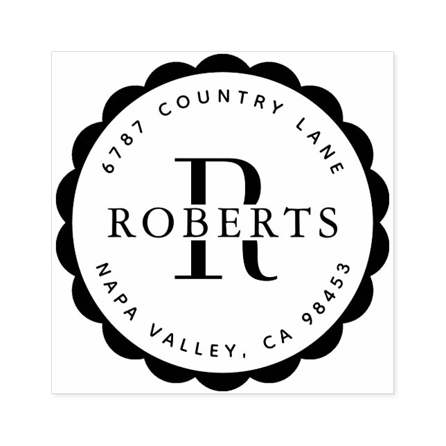 Tampons Encreurs Monogramme circulaire Nom de famille Adresse de re (Impression)