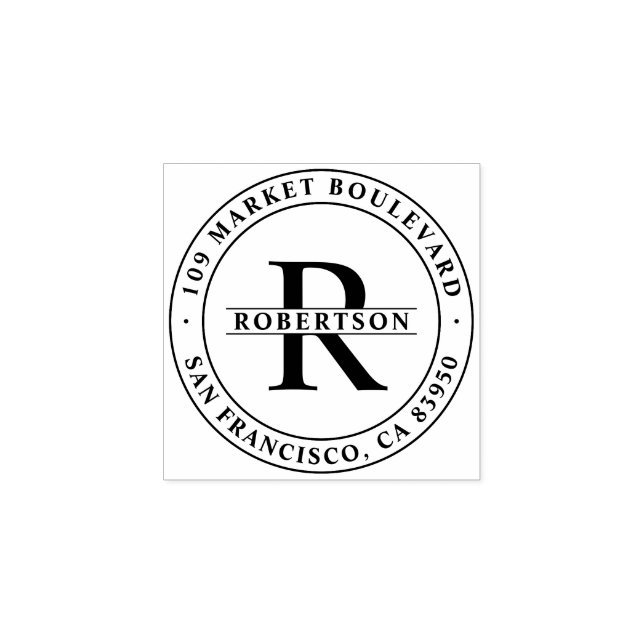 Tampons Encreurs Monogramme classique avec nom et adresse de retour (Impression)