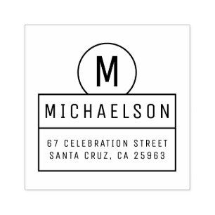 Tampons Encreurs Monogramme contemporain Nom de famille Adresse de