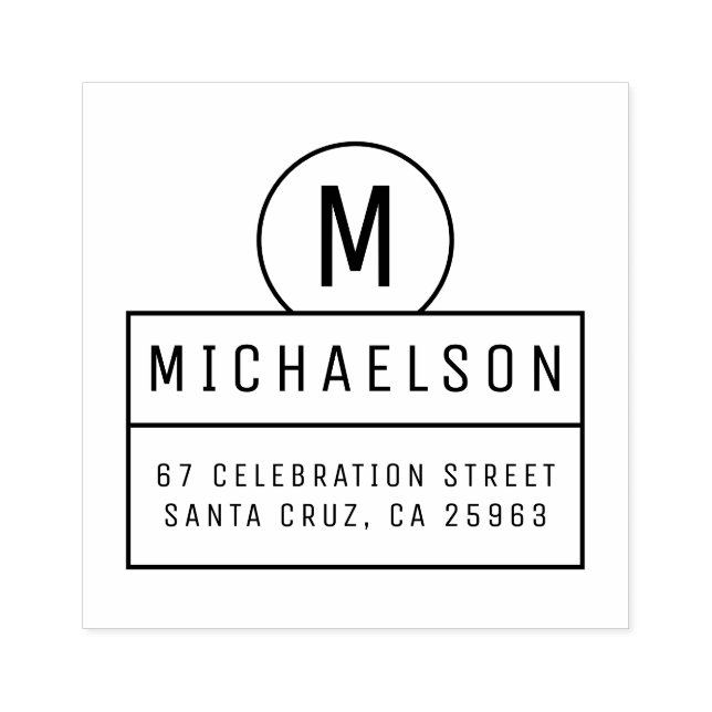 Tampons Encreurs Monogramme contemporain Nom de famille Adresse de  (Impression)