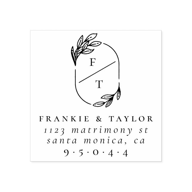 Tampons Encreurs Monogramme couple marié | Adresse de retour du Mar (Impression)