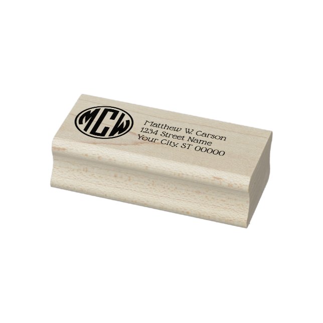 Tampons Encreurs Monogramme de cercle chic avec 3 initiales Adresse (Tampon)