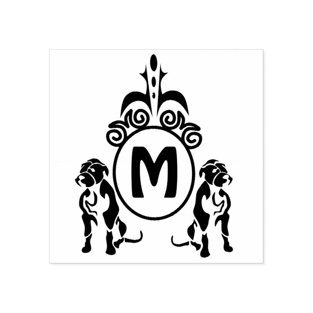 Tampons Encreurs Monogramme de chien à deux gardes (Impression)