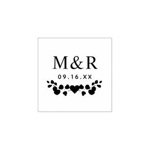 Tampons Encreurs Monogramme de couple aux feuilles d'eucalyptus