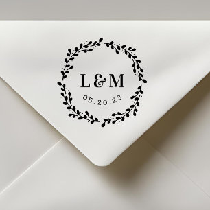 Tampons Encreurs Monogramme de couronne botanique Mariage Enregistr