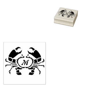 Tampons Encreurs Monogramme de crabe en forme de gabarit noir