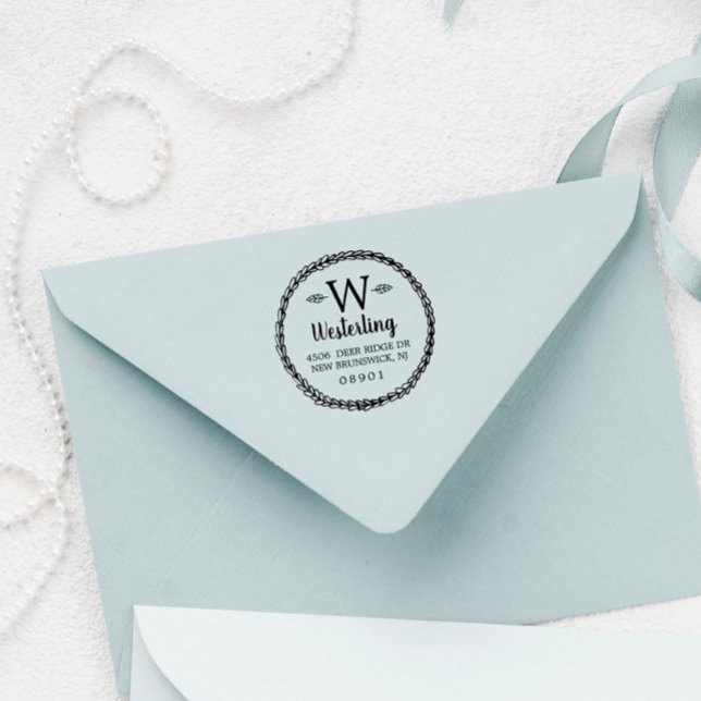 Tampons Encreurs Monogramme de germe de blé rustique Nom et adresse (Créateur téléchargé)