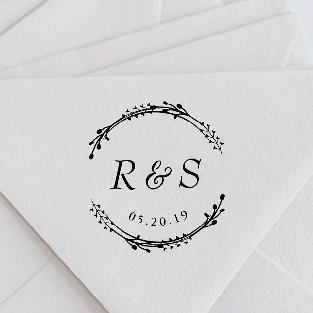 Tampons Encreurs Monogramme de mariage à la couronne rustique (Créateur téléchargé)