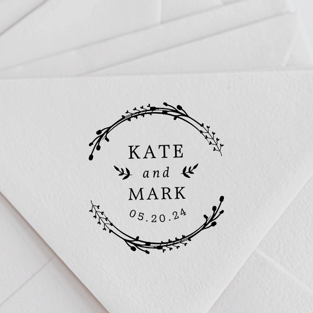 Tampons Encreurs Monogramme de mariage botanique rustique (Créateur téléchargé)