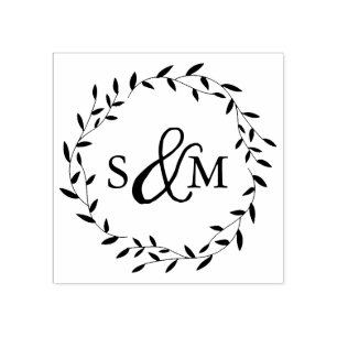 Tampons Encreurs Monogramme de mariage floral élégant