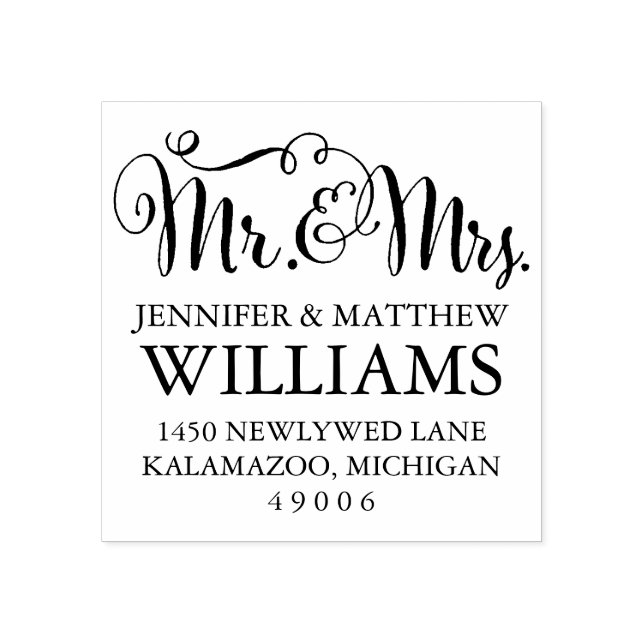 Tampons Encreurs Monogramme de mariage moderne manuscrit (Impression)
