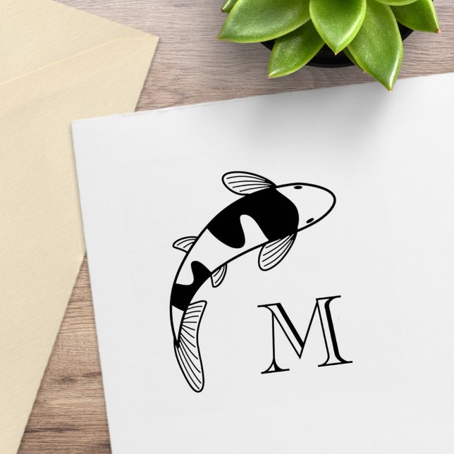 Tampons Encreurs Monogramme de poisson koi initial (Créateur téléchargé)