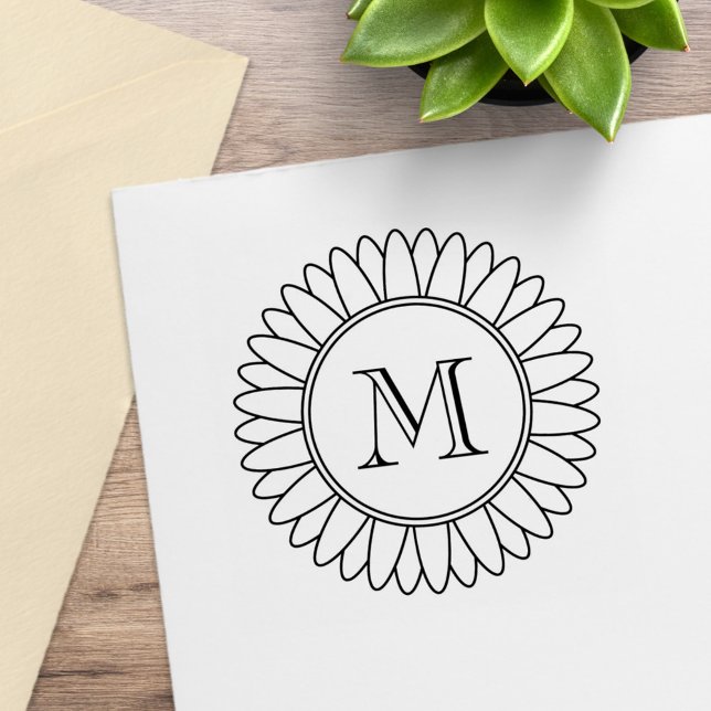 Tampons Encreurs Monogramme de tournesol initial (Créateur téléchargé)
