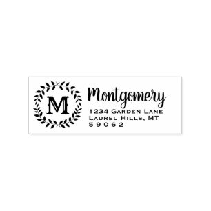 Tampons Encreurs Monogramme de verdure Rustique Pays Adresse de ret