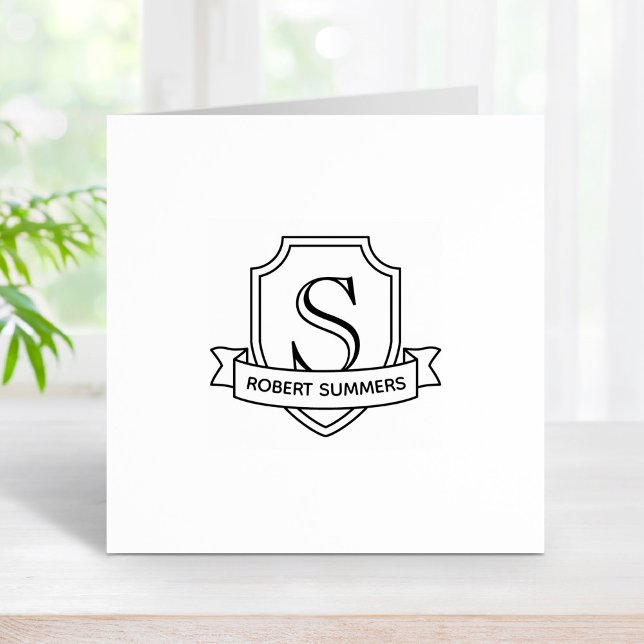 Tampons Encreurs Monogramme du bouclier et du ruban 1x1 initial (Créateur téléchargé)