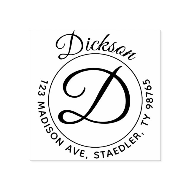 Tampons Encreurs Monogramme du timbre d'adresse ronde de nom initia (Impression)