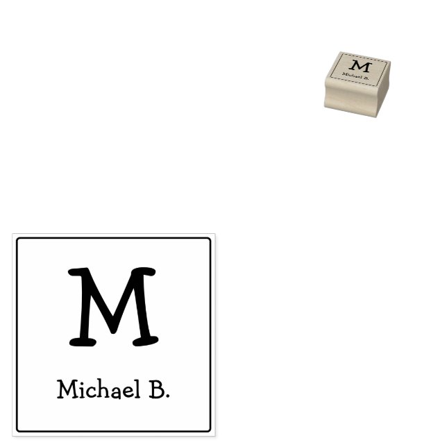Tampons Encreurs Monogramme encré et nom avec Carré arrondi (Tamponné)