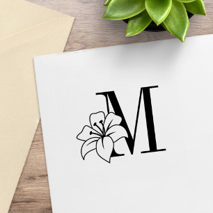 Tampons Encreurs Monogramme Exotique De Fleur Lit Initiale 2