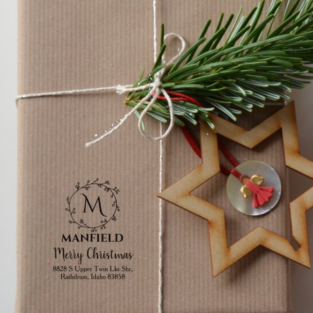 Tampons Encreurs Monogramme familial personnalisé, Joyeux Noël, (Créateur téléchargé)