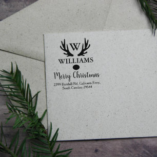 Tampons Encreurs Monogramme familial personnalisé, Joyeux Noël,