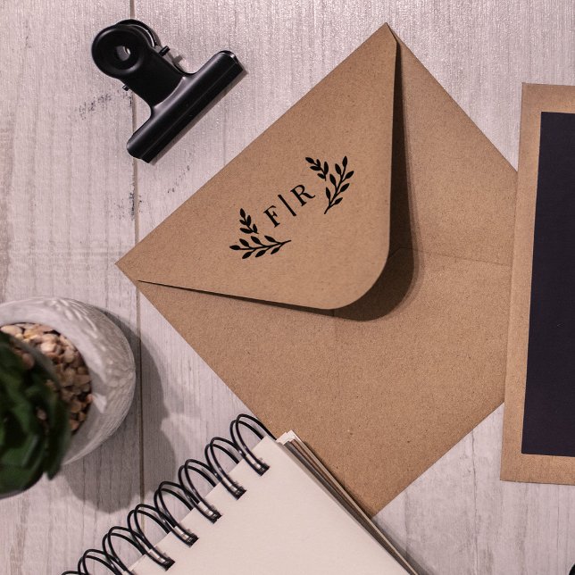 Tampons Encreurs Monogramme Feuille simple (Créateur téléchargé)