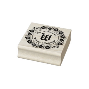 Tampons Encreurs Monogramme Fleurs rondes entourant le nom