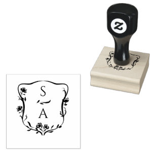 Tampons Encreurs Monogramme Floral Crest de Couple moderne personna