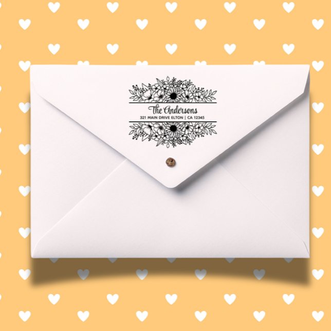 Tampons Encreurs Monogramme Floral, Thème Fleur (Create heartfelt, personalized gifts with our floral split monogram rubber stamp.)