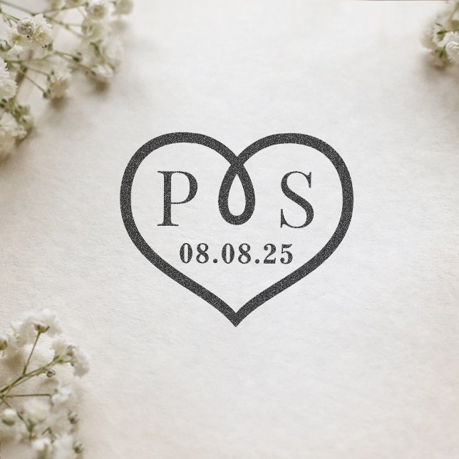 Tampons Encreurs Monogramme Initial de Mariage en Forme de Cœur ave (Créateur téléchargé)
