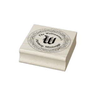 Tampons Encreurs Monogramme Initial Round Filigree Surnom addy