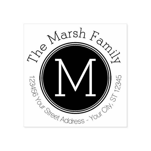 Tampons Encreurs Monogramme inverse avec nom et adresse de retour (Impression)