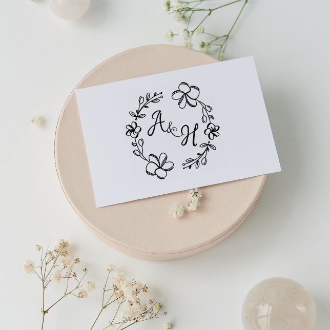 Tampons Encreurs Monogramme Mariage floral moderne (Créateur téléchargé)