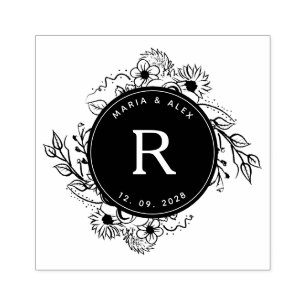 Tampons Encreurs Monogramme Mariage floral rustique