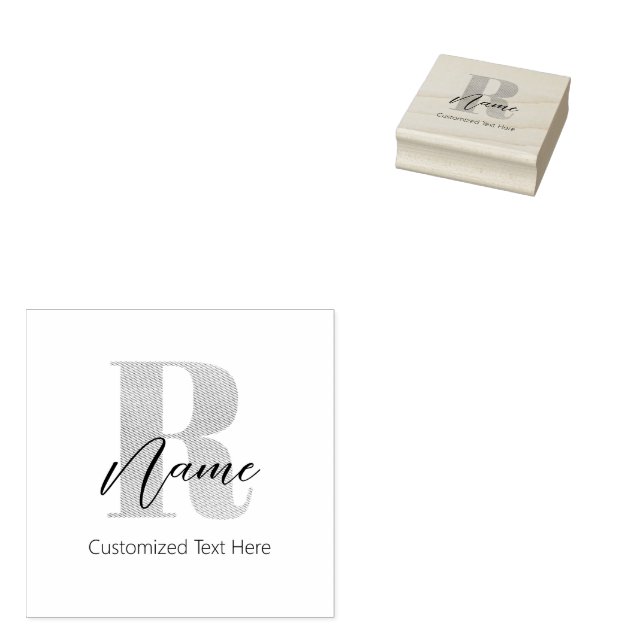 Tampons Encreurs Monogramme moderne Recherche initiale & nom Person (Tamponné)