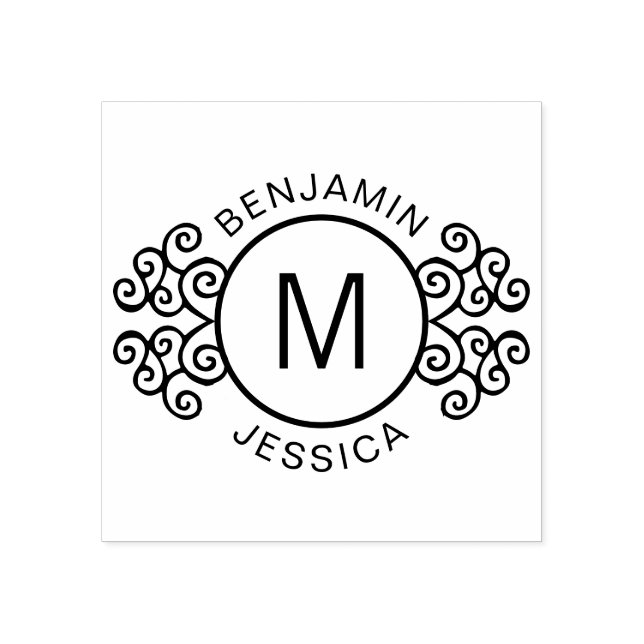 Tampons Encreurs Monogramme personnalisé + Noms Décor Personnalisé (Impression)