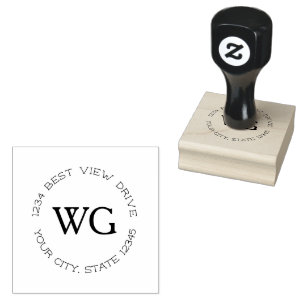 Tampons Encreurs Monogramme rond classique Adresse de retour Timbre