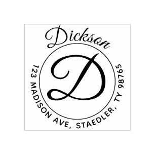 Tampons Encreurs Monogramme rond de timbre d'adresse de nom de