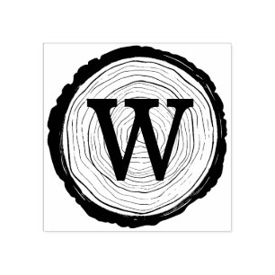 Tampons Encreurs Monogramme rustique vintage de tranche d'arbre de