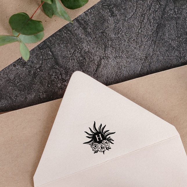 Tampons Encreurs Monogramme simple de fleurs Sun (Créateur téléchargé)