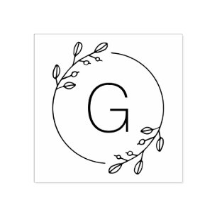 Tampons Encreurs Monogramme sur mesure simple de couronne botanique