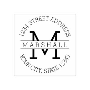 Tampons Encreurs Monogramme unique avec nom et adresse de retour