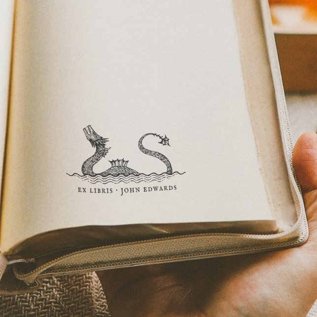 Tampons Encreurs Monstre Marin Mythique Ex Libris Livre Ancien (Rubber Stamp Mock-up)